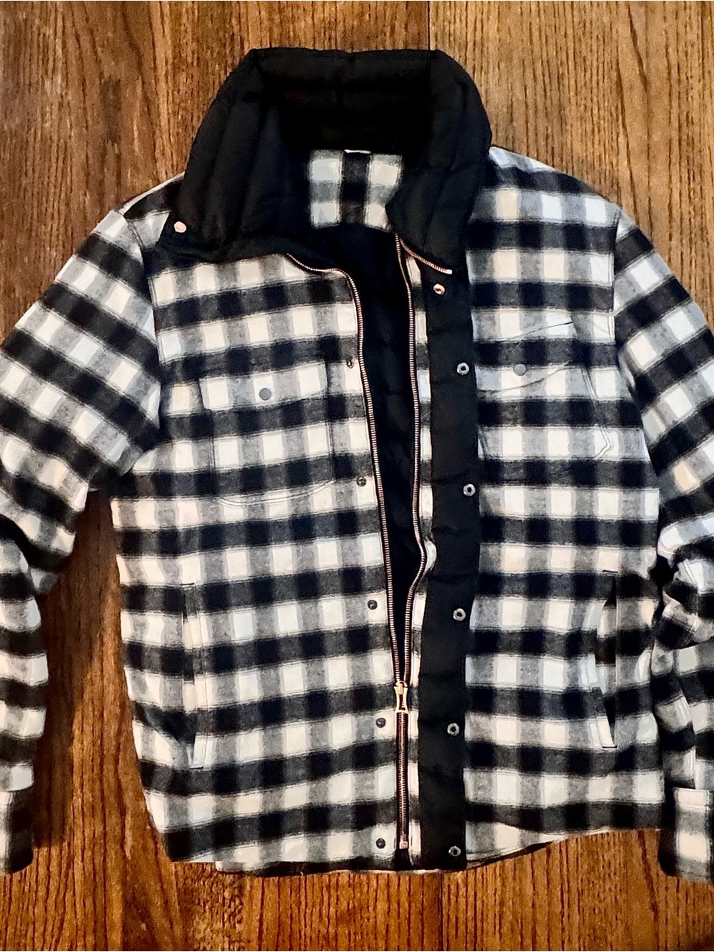 Kit and Ace Black and White Plaid Shirt Jacket